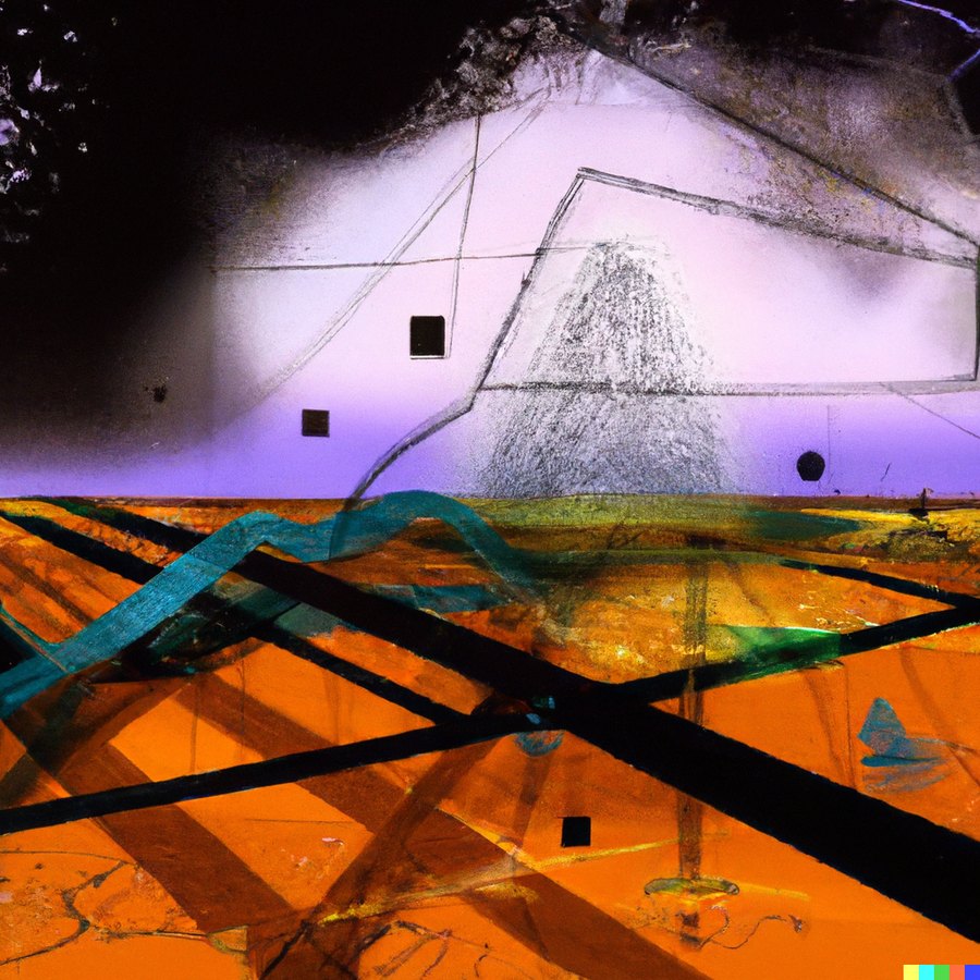 Abstract artwork evoking Flux Cities as an ambiguous, shifting milieu of matter